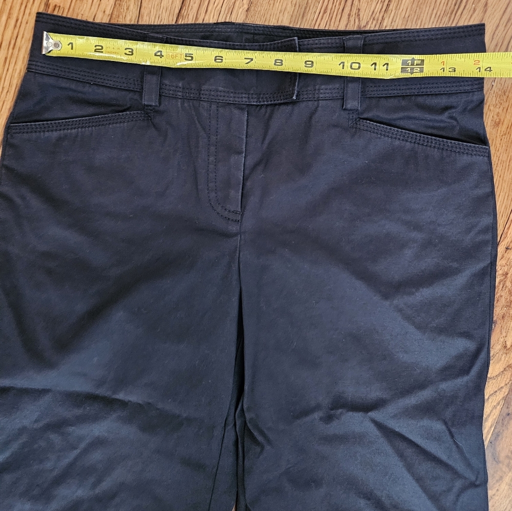 J. Crew Crop Chino Pants Women Size 2 Straight Leg Wide Waist Zip Fly Black - Picture 4 of 10